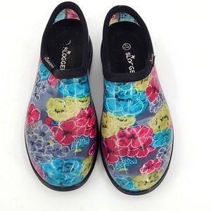 Sloggers 10 black gray pink green blue floral print slip on outdoor gardening